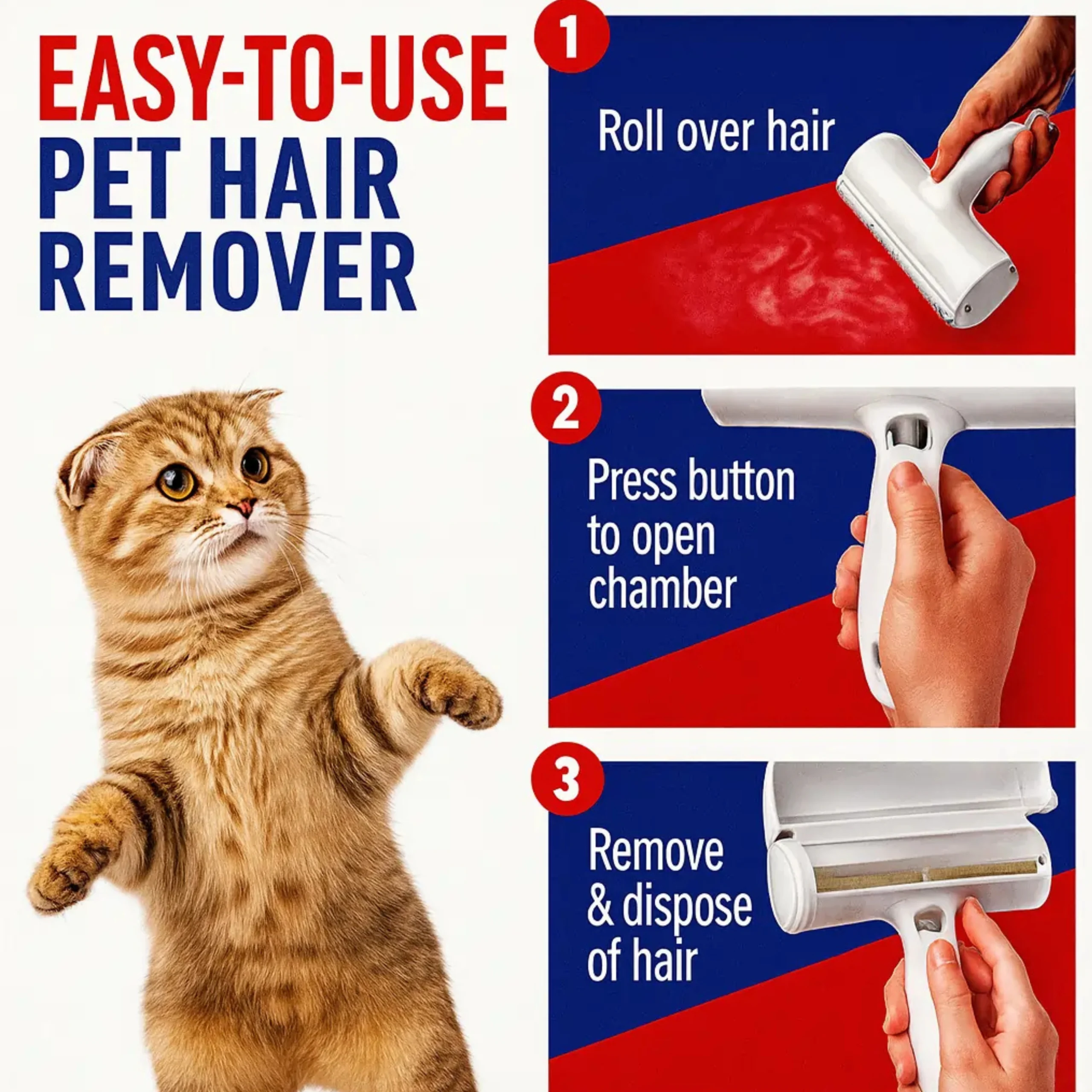 Pet Hair Remover Roller – Self-Cleaning Dog & Cat Fur Cleaner for Furniture