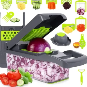 Vegetable Chopper & Mandoline Slicer – Cheese Grater with Container