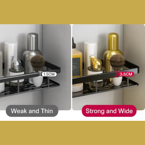 No-Drill Bathroom Corner Shelf – Wall Mounted Aluminum Shower Storage Rack